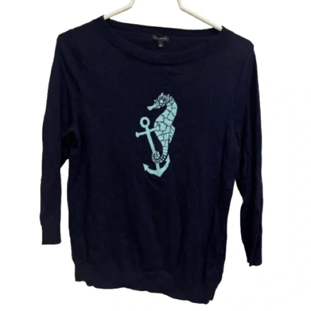 Talbots Navy 3/4 Sleeve Sweater - Picture 2 of 6